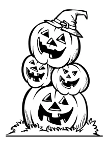 Halloween Pumpkins Stacked Coloring Page