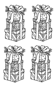 4 Boxes (Mirrored) of Christmas Gifts Coloring Printables