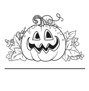 Halloween Pumpkin with Leaves Coloring Page